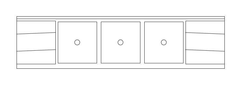 3-Compartment NSF Sink plan view CAD block