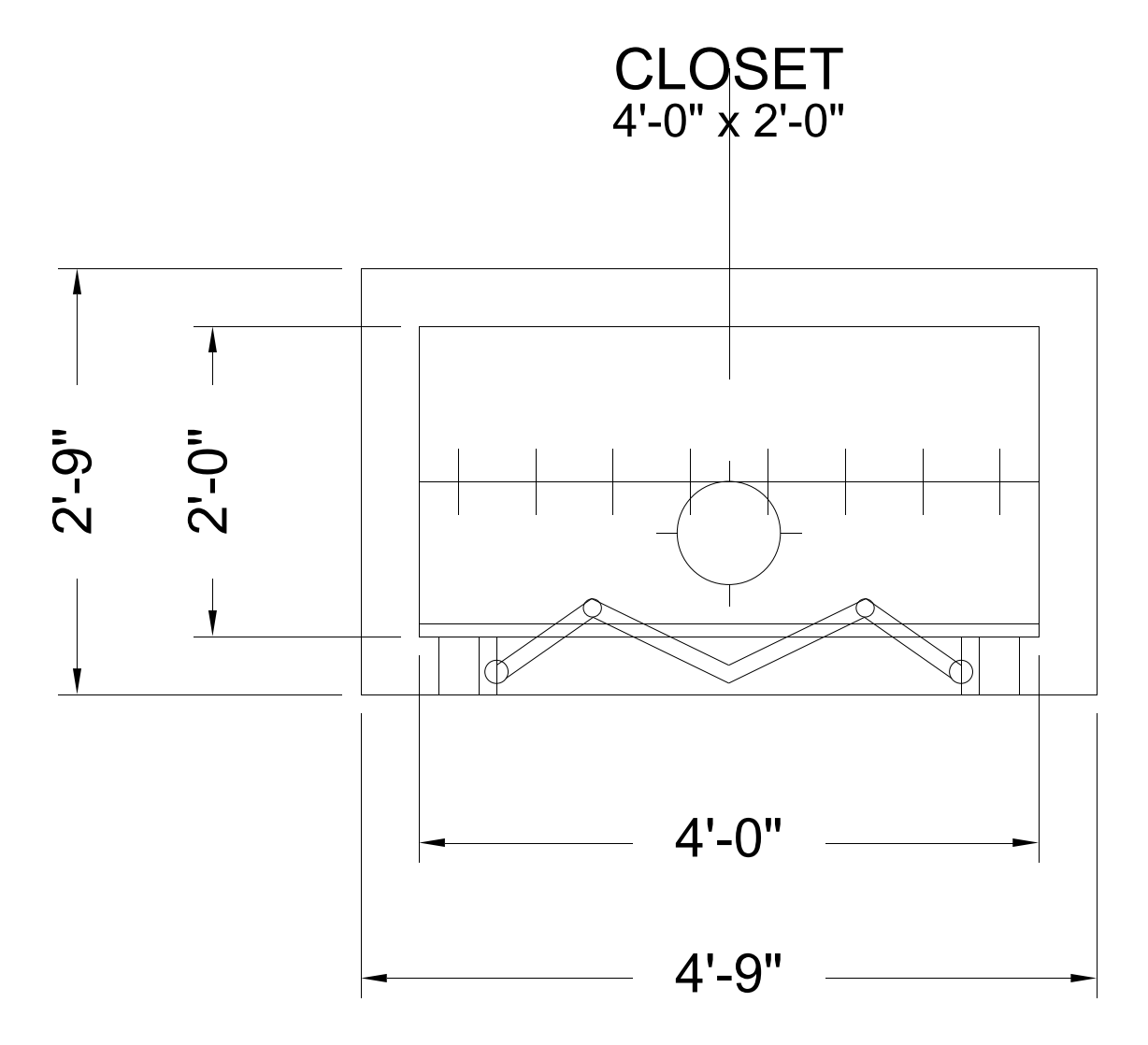 Reach-In Closet, 4 ft floor plan template, 4'-0" x 2'-0"