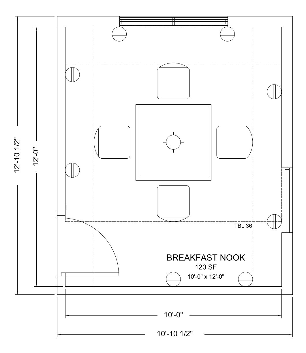 Eat-In Dining Nook floor plan template, 10'-0" x 12'-0"