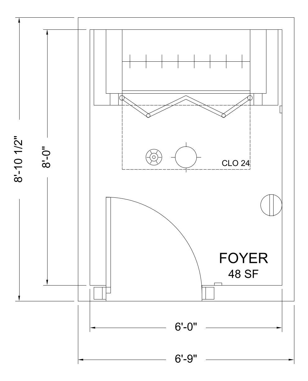 Entry Foyer floor plan template, 6'-0" x 8'-0"